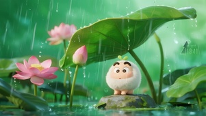 下雨荷塘