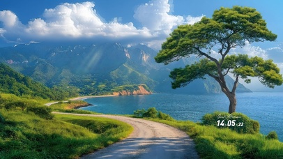 护眼清新海边小路