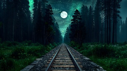 星穹月下！极光森林中的铁路