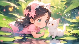 溪水边逗猫