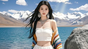 湖边性感女孩