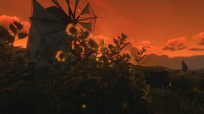 夕阳向日葵风车