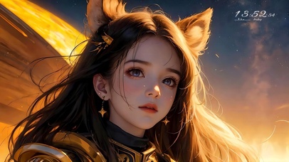 4K金字塔夕阳下的狐族少女