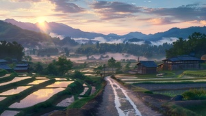 雨后傍晚乡下小路