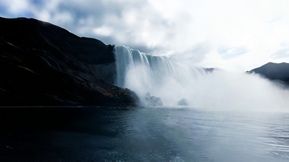 瀑布高山流水风景如画