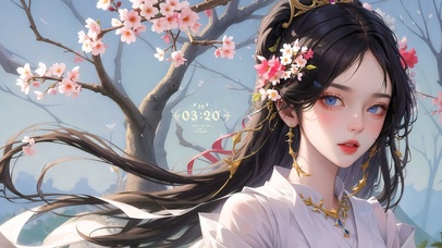 4K古风樱花少女