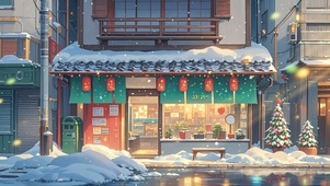 唯美雪景小店