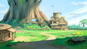 唯美治愈动漫村庄风景