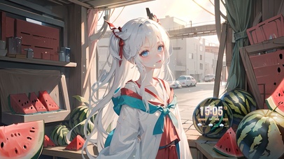 治愈午后西瓜少女