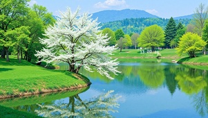 湖畔落花