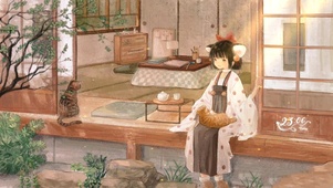 日式庭院少女