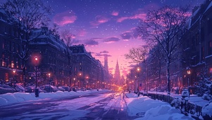 紫色落日唯美街景