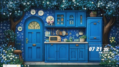 护眼绿景小厨房主题