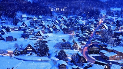 4k治愈温馨雪中小镇