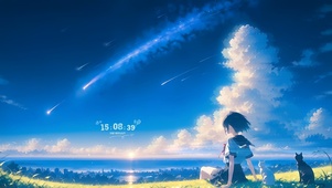 4K唯美治愈余晖流星
