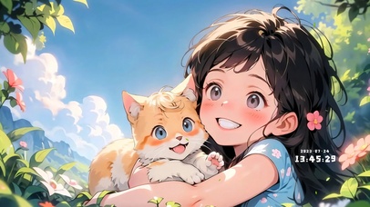 清纯女孩和猫咪