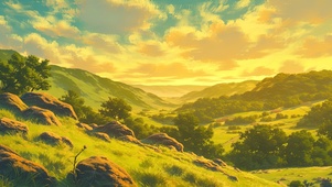 乱石草原山坡