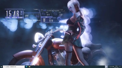 赛博朋克机车白毛女孩城市风