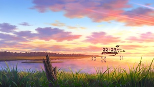 唯美治愈晚霞湖泊