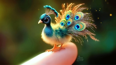 手指上赐福的可爱小孔雀