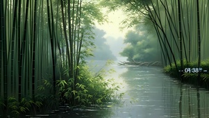 湖边竹林