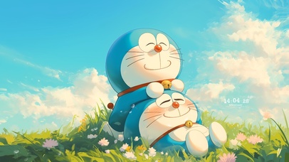 草地上的机器猫