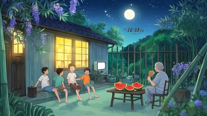 童年夜晚外婆小院