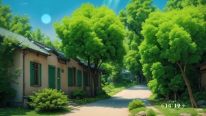夏日门前绿树