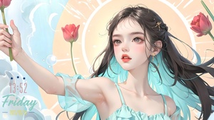 4k郁金香少女