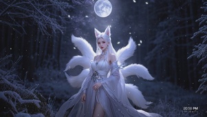 雪色月夜下的狐仙