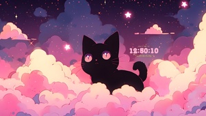 粉色天空小猫