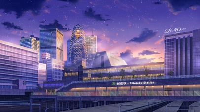 唯美日落城市流星雨