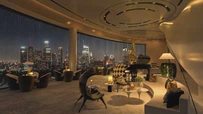 唯美治愈雨夜城市房间