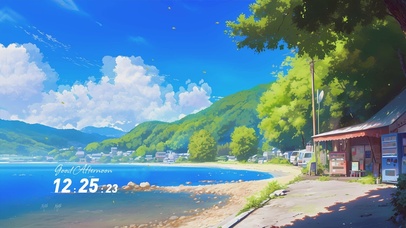 蓝天白云树木河流