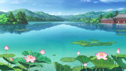 护眼动漫公园荷塘