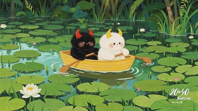 萌物的悠闲划船时光