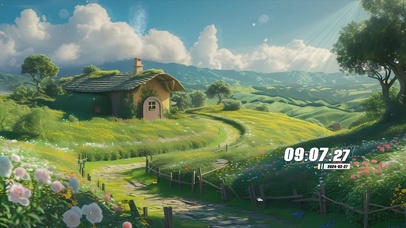 护眼蓝天白云花园景色