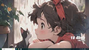 女孩与猫咪桌面主题