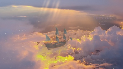 4K梦幻云上帆船