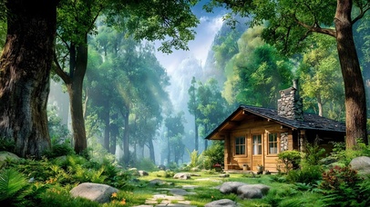 清新护眼森林房屋