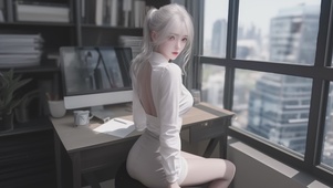 眨眼动态-办公室制服女孩