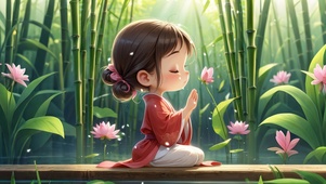 冥想的小女孩