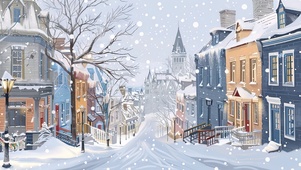 雪中的温馨小镇建筑