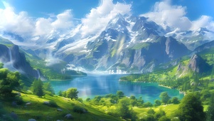 雪山湖畔