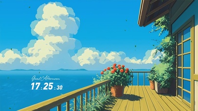 护眼蓝天白云树木