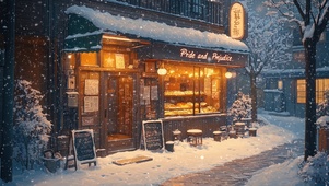 雪中的小镇商店