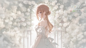 唯美花朵洁白少女