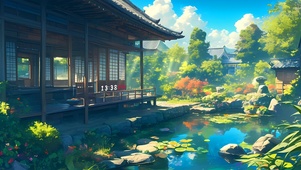 古风荷塘庭院