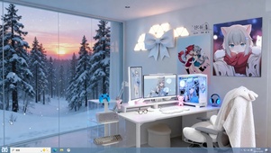 猫羽雫电脑房间窗外雪主题