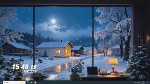 窗外雪景桌面主题